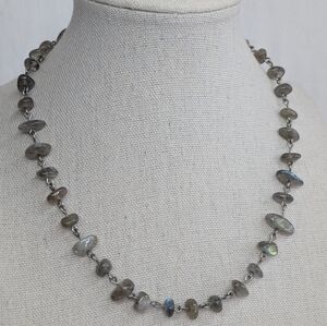 Labradorite Handmade Necklace - Artisan Minimalist Chain Linked - J006